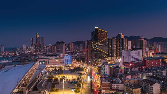 烟台城市街道夜景