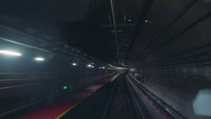 4K地铁 隧道 地铁列车主观视角行驶前行