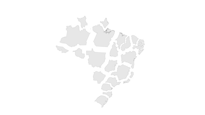 巴伊亚州在巴西地图上的位置。3d巴伊亚旗地图标记位置pin。巴西地图显示了不同的部分。巴西动画地图。