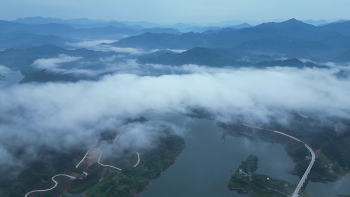 远山 河流 云雾 晨雾 自然 风光