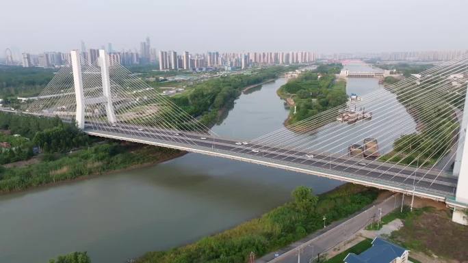 南京建邺区鱼嘴公园天后大桥4k航拍素材