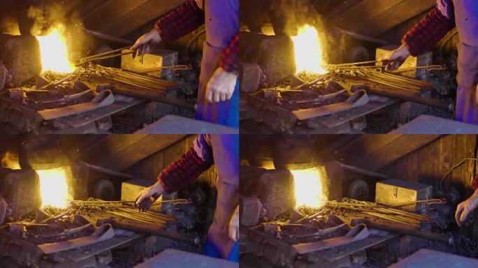 铁匠铺炉火锻造打铁手工艺