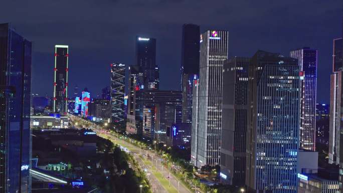 南京河西CBD航拍夜景商务楼群