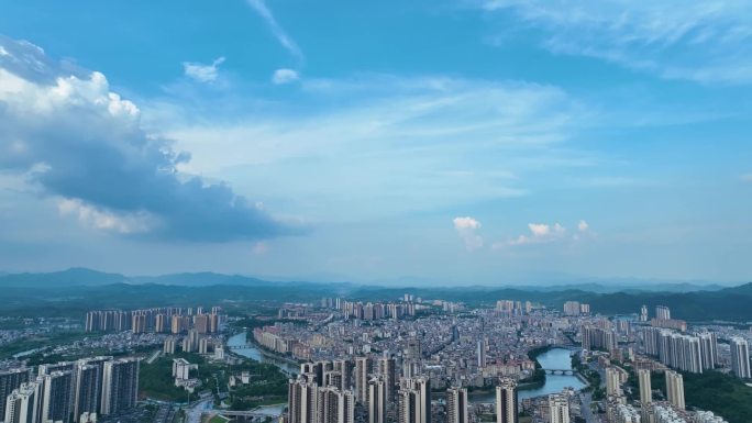 （原创）怀集县县城航拍素材 工业园 河道