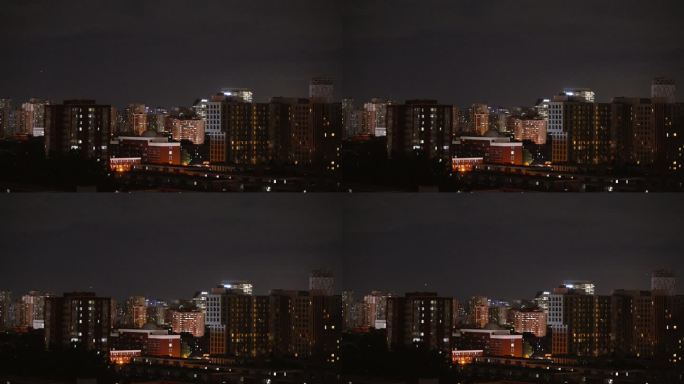 北京城市夜晚闪电暴雨前期