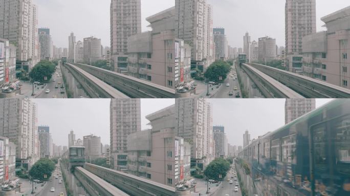 重庆市杨家坪地铁站地铁进站行驶