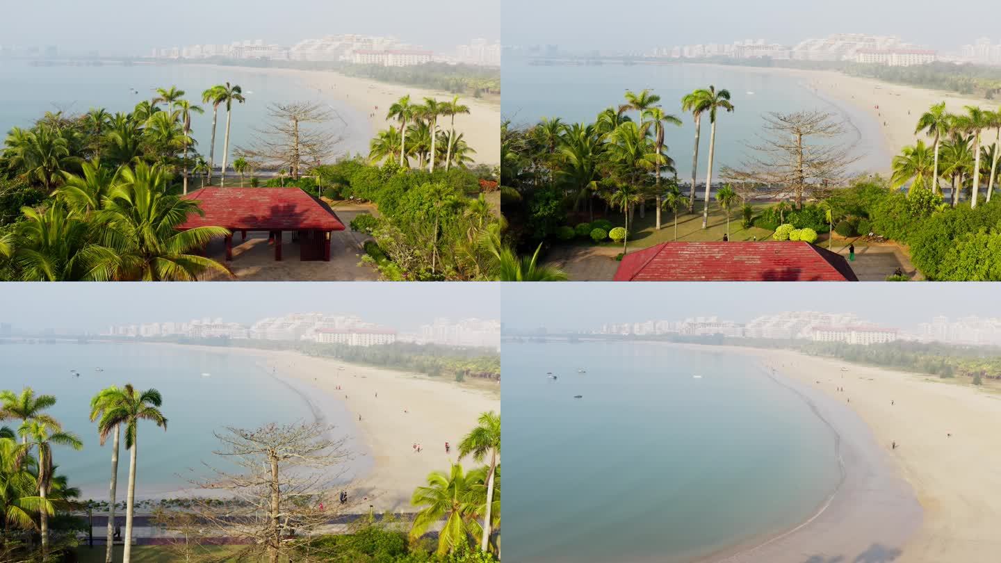 海湾 航拍海湾 海 沙滩 椰树 晨练