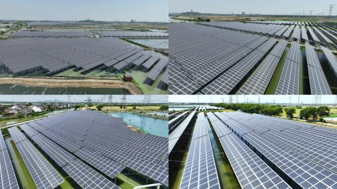 4k太阳能光伏板水上光伏区新能源发电