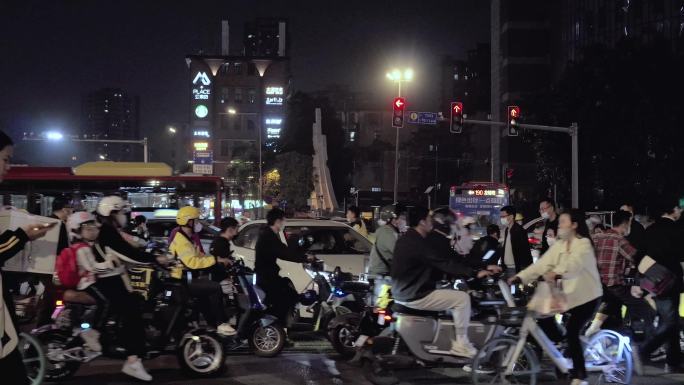 广州城市夜色车流交通上下班高峰期车水马龙