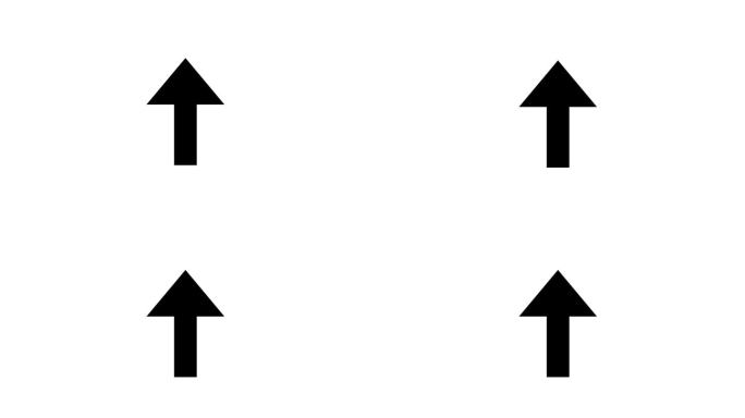 向上箭头图标或直线方向箭头动画，白色透明背景上的箭头动画，包括alpha通道。
