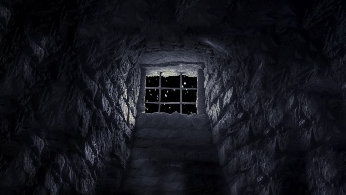 老式监狱山洞窗口飘雪LED舞台背景视频
