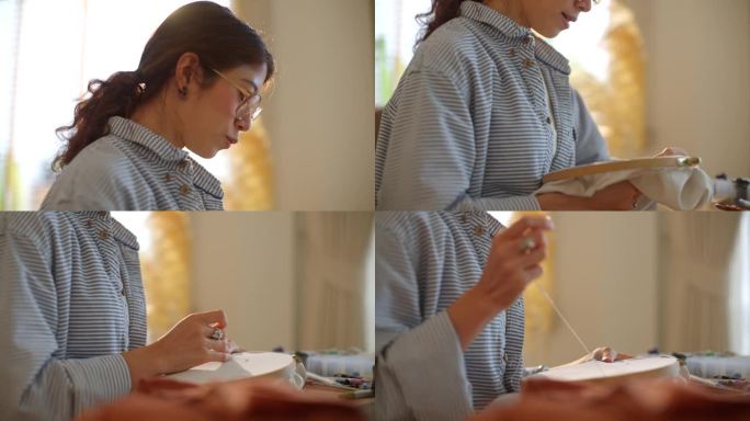 妇女教刺绣工艺与艺术天赋在线。