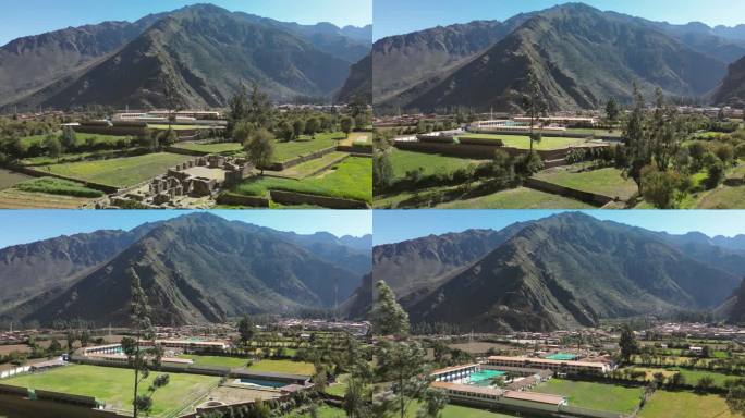 秘鲁，无人机飞往奥扬塔坦博因圣谷
