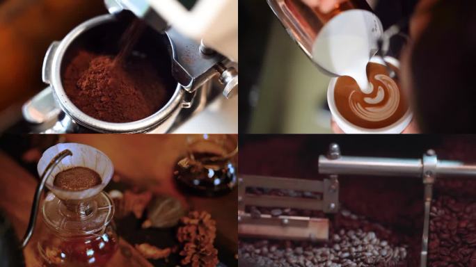 咖啡豆烘焙拉花咖啡制作冲咖啡通用视频素材