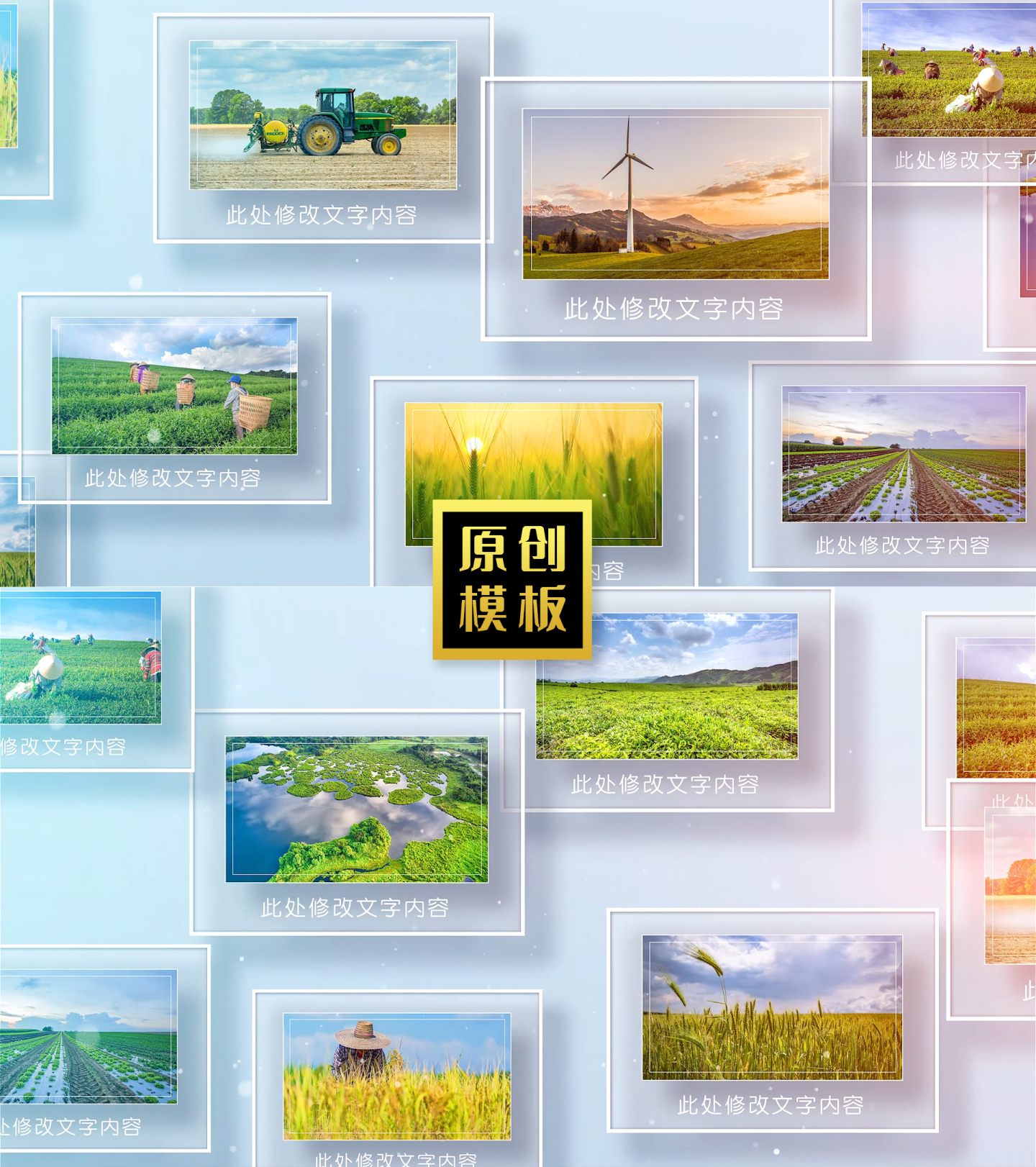 生态多图片墙展示干净清新绿色照片包装