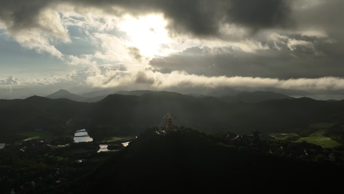 盐田区东部华侨城大华兴寺四面观音航拍