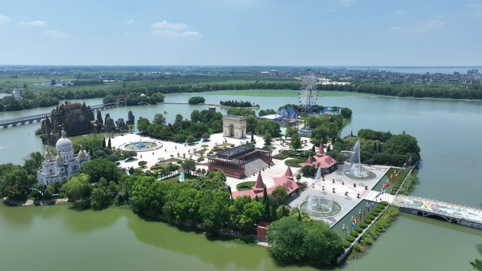 阜阳市颍上县八里河风景区航拍 八里河