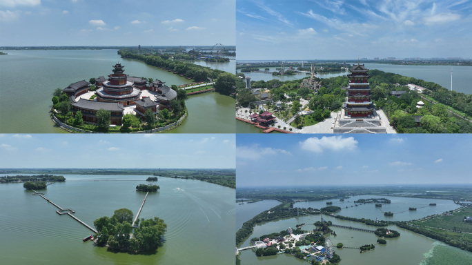 阜阳市颍上县八里河风景区航拍 八里河