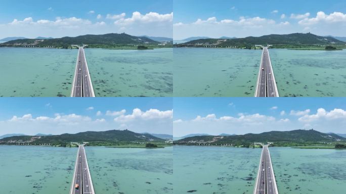 苏州吴中区太湖渔洋山风景区和太湖大桥航拍