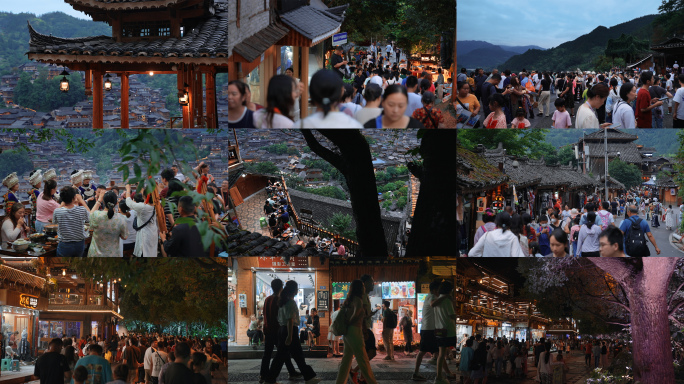 千户苗寨人流夜景