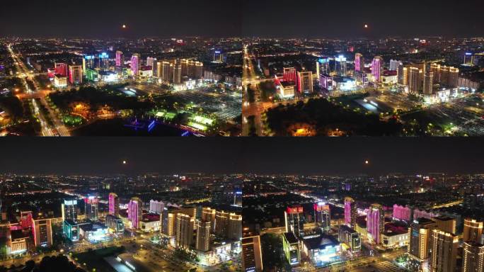 扬州西区五彩世界星耀天地夜景灯光航拍