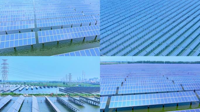 新能源太阳能板碳中和航拍光伏发电太阳能