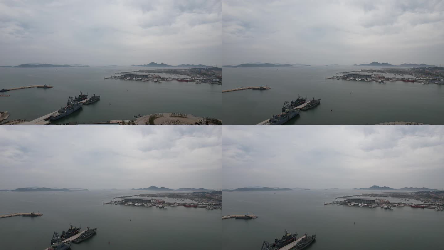 山东长岛港口码头轮船航拍