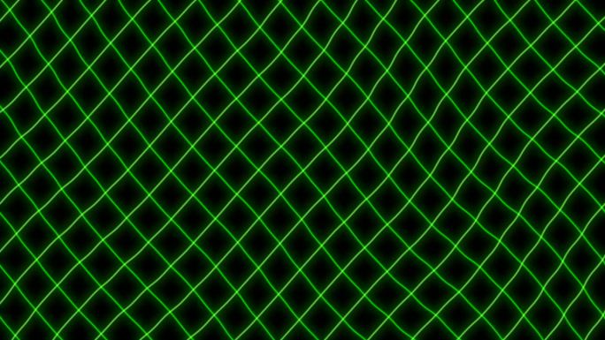 菱形绿色栅格网舞动动画抽象背景，菱形动画空白空间背景，高科技现代新潮运动霓虹灯效果壁纸