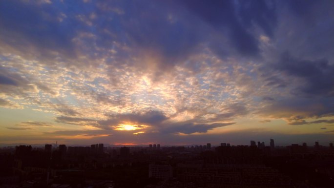 城市落日晚霞城市夜景夜色阑珊万家灯火傍晚