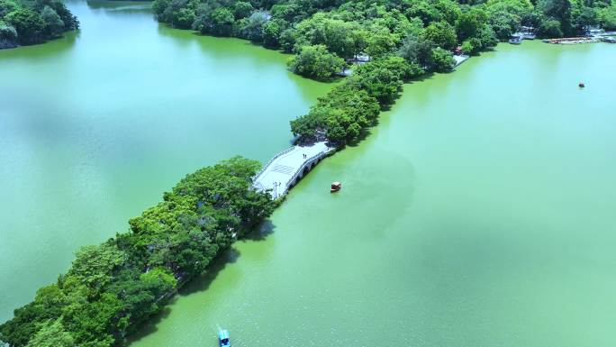 航拍广东惠州西湖湖景自然风光