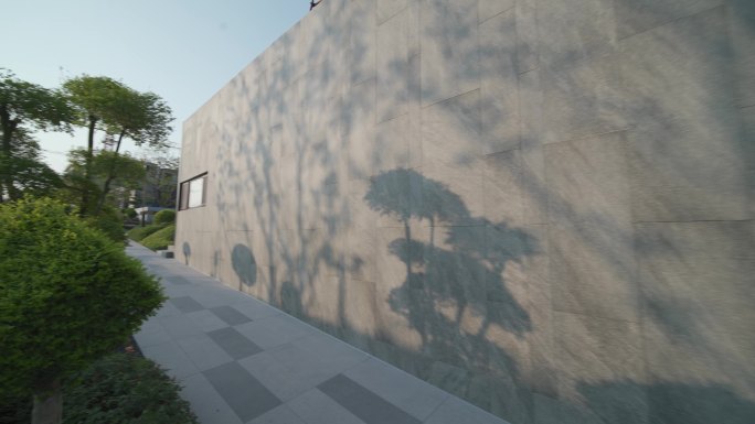 别墅洋房环境绿植天空泉水空镜高墙