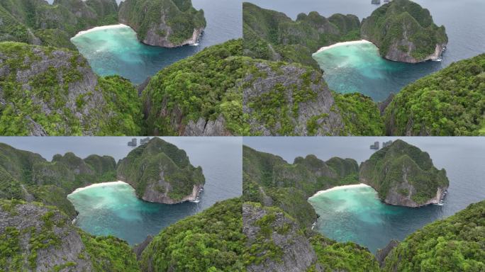 航拍泰国甲米小皮皮岛玛雅湾自然风光