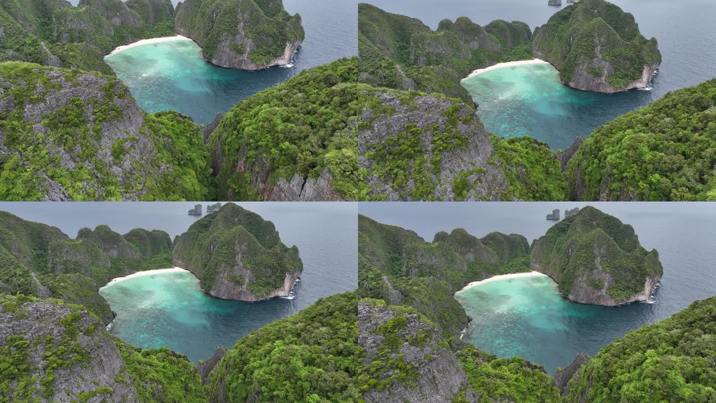 航拍泰国甲米小皮皮岛玛雅湾自然风光