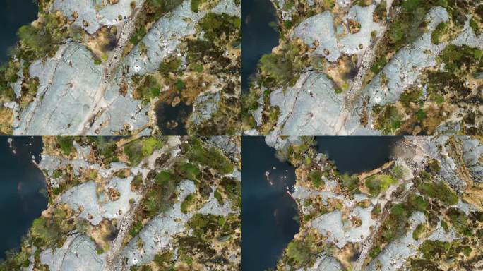 4K无人机拍摄的通往挪威吕瑟峡湾讲坛岩的路径视频。