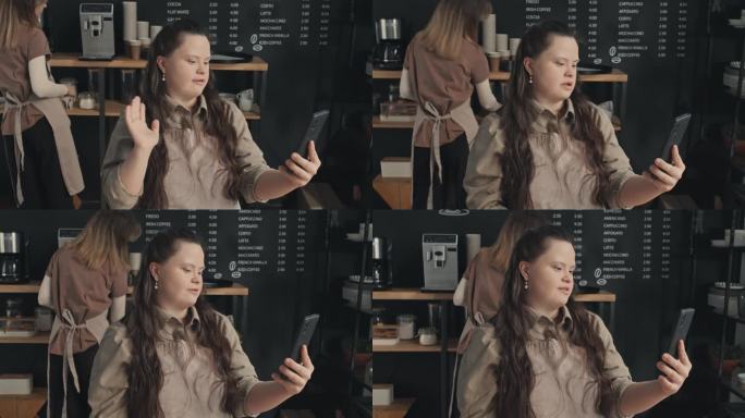残疾咖啡师为社交网络制作视频