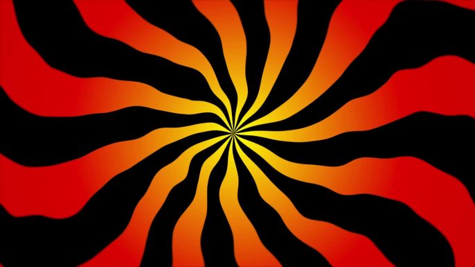 红橙和黑色螺旋背景。抽象动画背景螺旋与湍流。红色背景。催眠。万圣节背景。