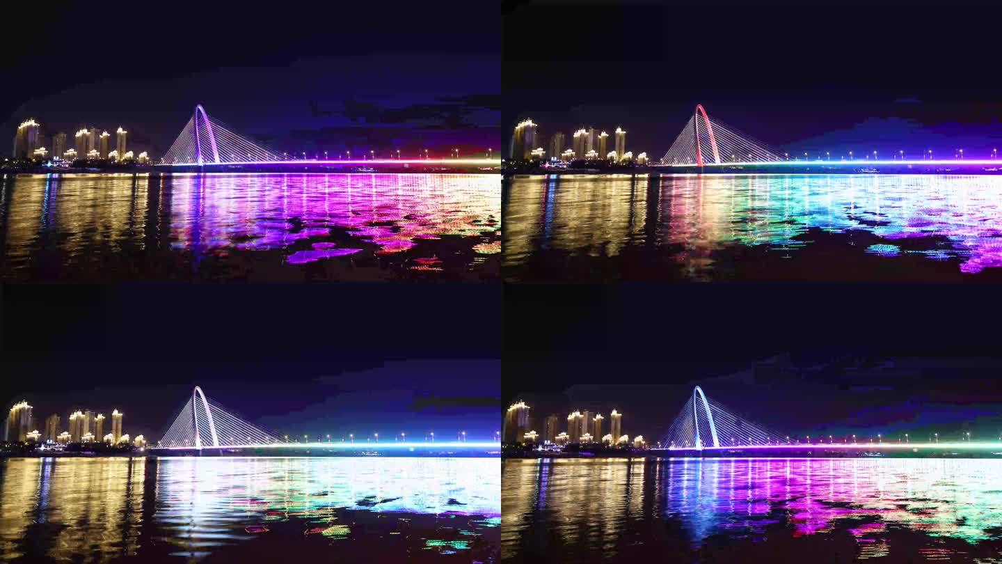 西安浐灞彩虹桥4K延时夜景