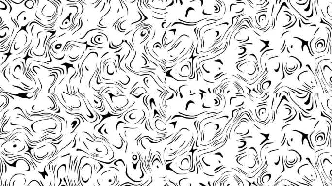 无缝抽象迷幻波背景循环播放。4 k的视频。简单的黑白两色。