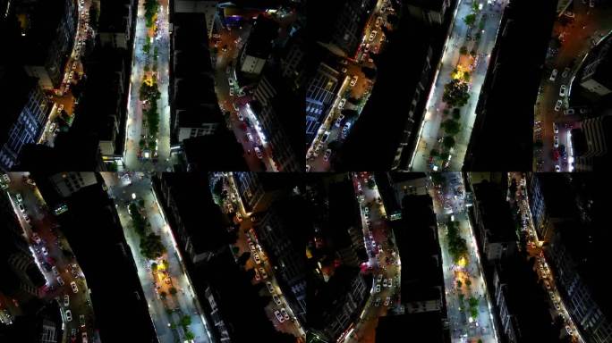 仙游县鲤城街道步行街航拍夜景延时