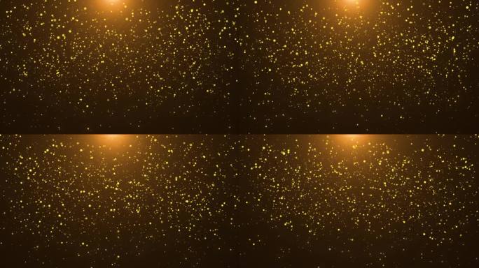 抽象的运动背景闪闪发光的黄金颗粒星星火花4K豪华黄金