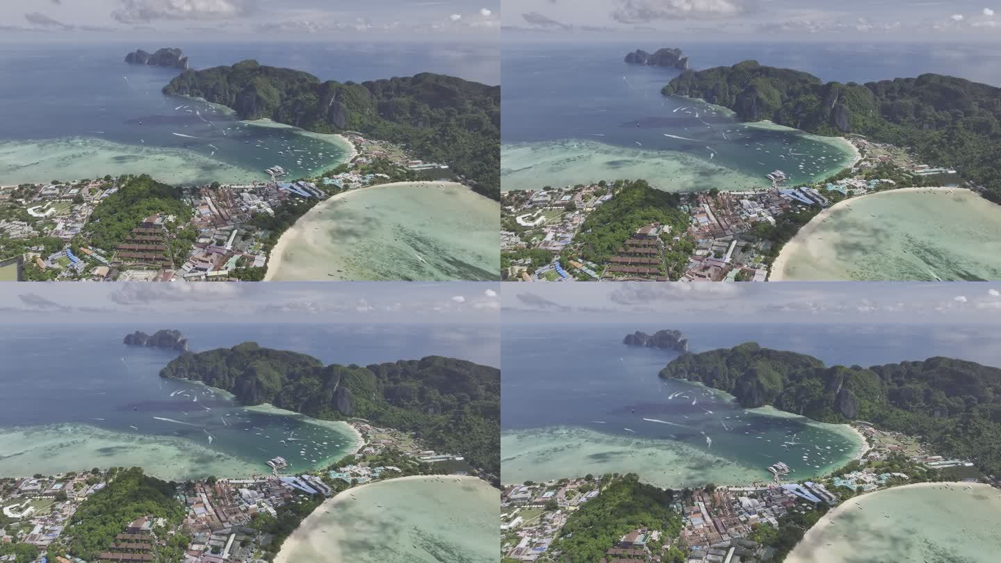 HDR航拍泰国甲米大皮皮岛海滩自然风光