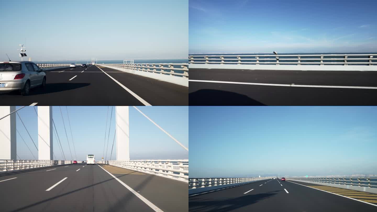 青岛跨海大桥4K60帧路面拍摄