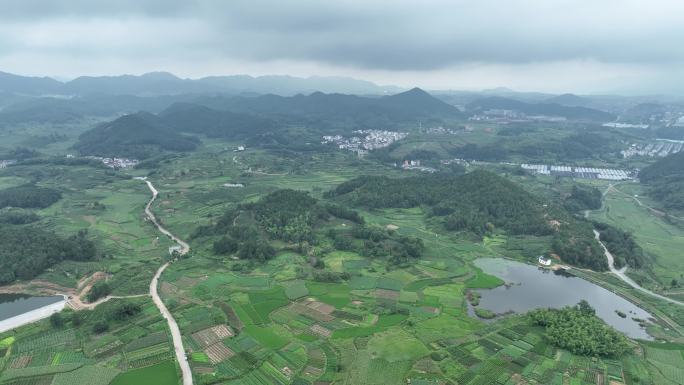 浙江金华磐安玉山古茶场田野新农村村落航拍