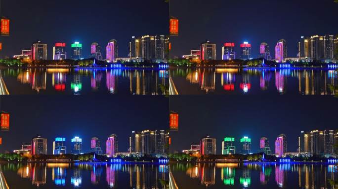扬州西区明月湖五彩世界商圈灯光夜景