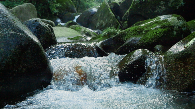 森林大自然溪水潺潺小溪山泉水小河