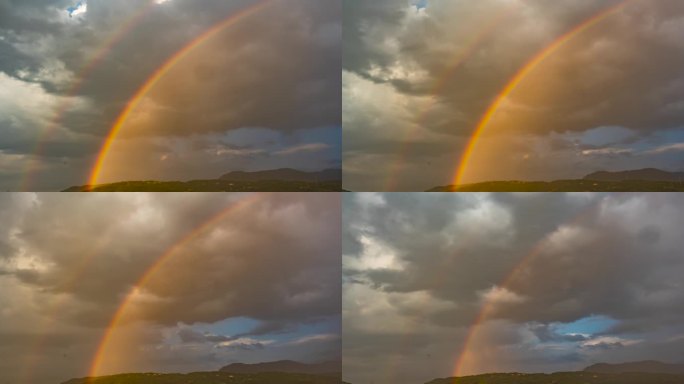 4k山间雨后彩虹空镜头