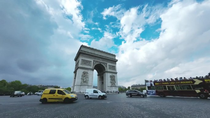4k延时:巴黎凯旋门的交通延时