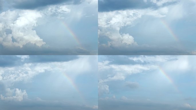 彩虹云朵延时天空蓝天白云风景天气雨后天空