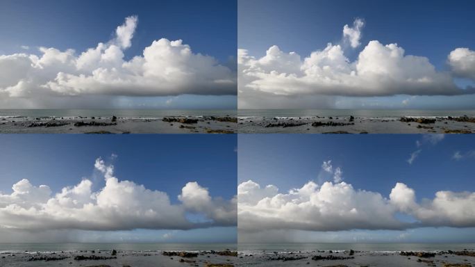 台风来之前，海边被变幻的云覆盖着。