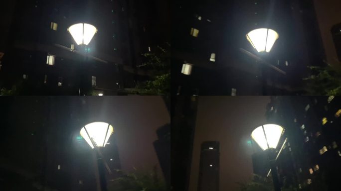 小区路灯 小区夜晚